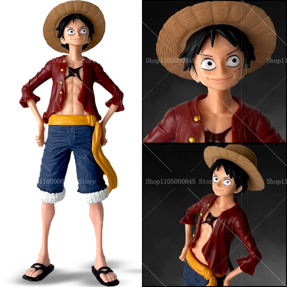 28cm One Piece Monkey D Luffy Anime Figure Toys Confident Smiley Luffy Three Form Face Changing Action Figurine PVC Model Dolls