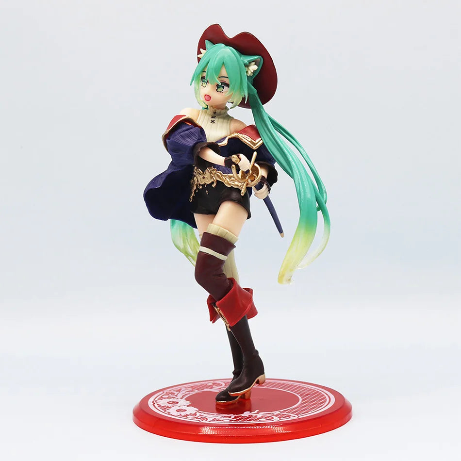 Hatsune Miku Anime Figurine - Cute Desktop Action Figure 'Tale of Wonderland' Miku as Puss in Boots Kawaii Girl Model Toy