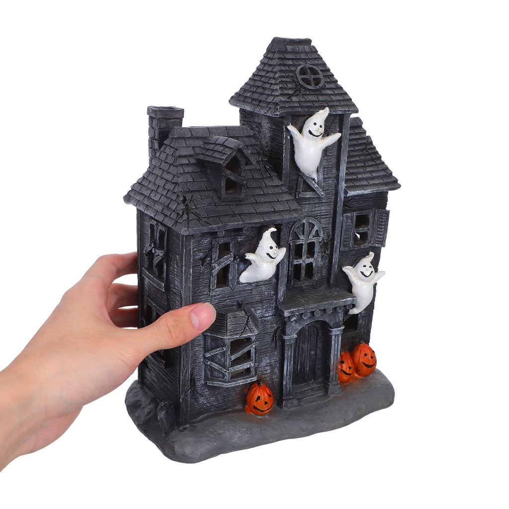 Halloween Glowing Haunted House Decor Ghost Spooky Statue Desktop Decoration Figurine Party Outdoor