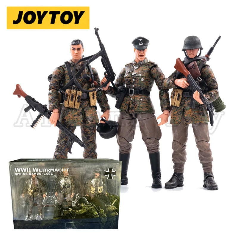 JOYTOY 1/18 3.75 Action Figure (3PCS/SET) WWII Germany Wehrmacht Spring Camouflage Anime Collection Military Model
