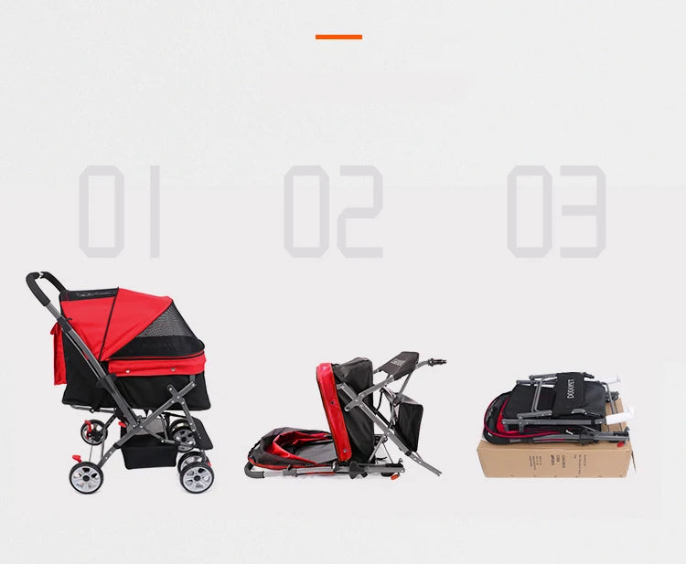 Luxus-Haustier-Kinderwagen Reise 4 Räder Hundekinderwagen Kleine Hunde Haustier-Kinderwagen für Hunde