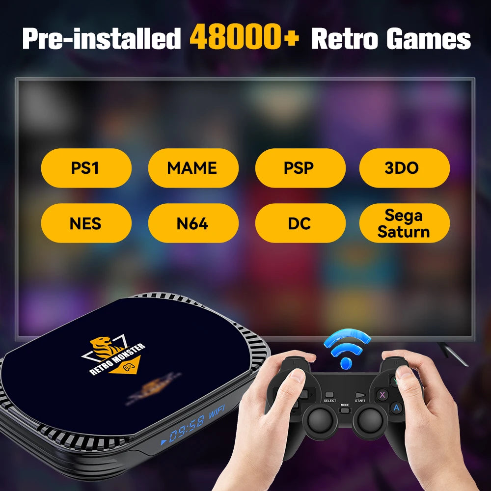 S905X4 Retro Game Consoles With 48000+ Retro Games For PS1/PSP/N64/Sega Saturn/MAME/NES/NDS/NEOGEO Plug&Play Game Console for TV