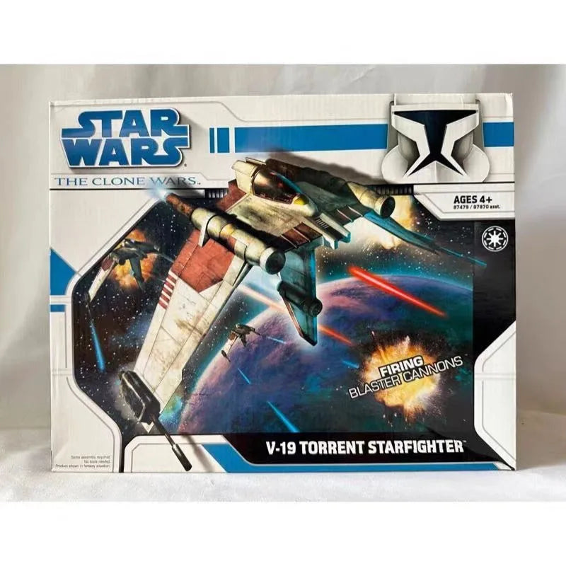【Hot Sales】Original Hasbro Star Wars THE CLONE WARS V-19 TORRENT STARFIGHTER Anime Figure Toy Model Collection
