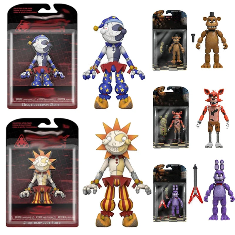 Sundrop FNAF Figures SUN & MOON Joker Freddy Bonnie Foxy Chica Fazbear Bear Action Figure Movable Figurine Dolls Toys