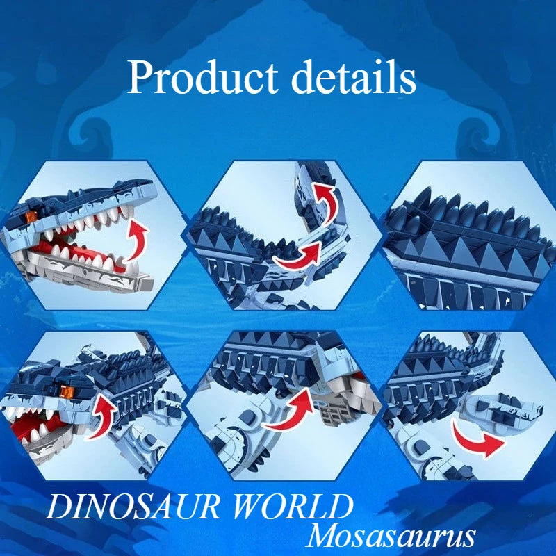 805PCS Cretaceous Marine Apex Predator Mosasaurus Building Block Model, DIY Ornament for Living Room & Bedroom, Perfect Holiday