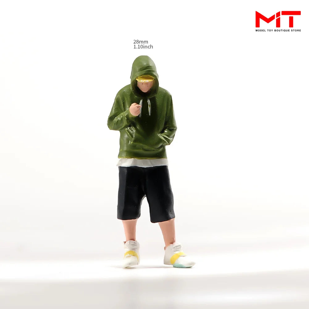 Handgefertigte Miniaturen im Maßstab 1:24, 1:43, 1:64, 1:87: Bemaltes kniendes Mädchen, Junge in Freizeitkleidung, DIY-Kreativ-Szenen-Requisiten, Figuren, Modellfigur
