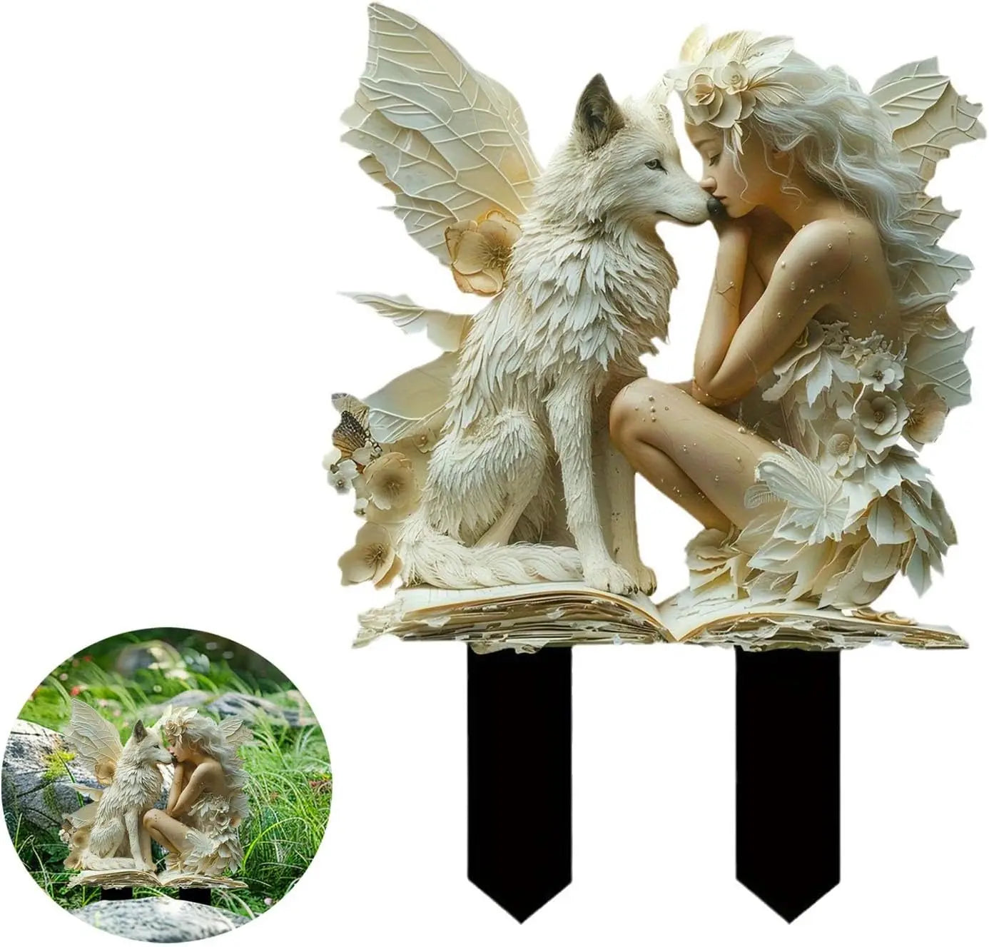 2D Flat Fairy Garden Decor Elf Garden Stakes Decorative Acrylic 2D Fairy Stake  Outdoor Garden Fairy Statue Ornaments Gifts