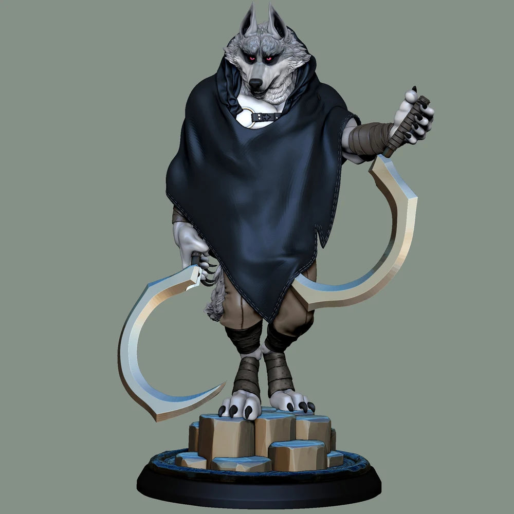 1/24 Wolf Soldier Grey Resin Figurine Toy Unpainted GK Doll Unassembled 3D Print Assembly Miniature Reduction Statue Toy