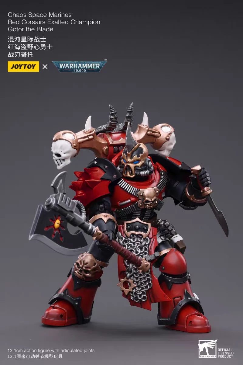 In Stock [JOYTOY] 40K Chaos Space Marine Red Pirate Revered Champion Gotto Blade 1/18 Action Figure Toy Gift