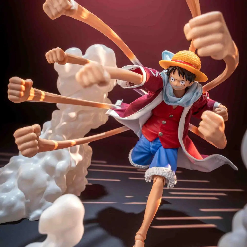 One Piece Shf Anime New Handmade Luffy Alabasta Coat Hat Desert Cloak Scarf Clothes Built In Iron Wire Is Suitable for 1/12 Toys