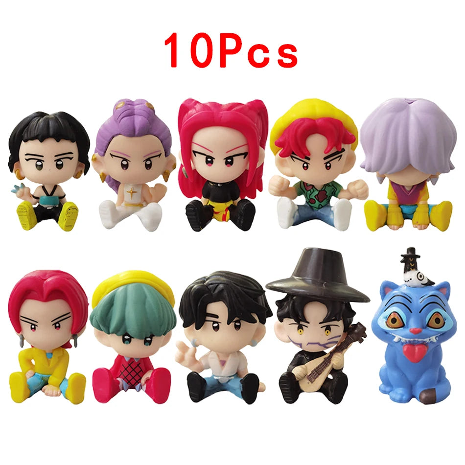 10Pcs/Set Q Version K-pop Action Figure PVC Toy Derpys Saja Boys Rumi Mira Zoey Sussy Figurine Doll For Fans Gift Childen Gift