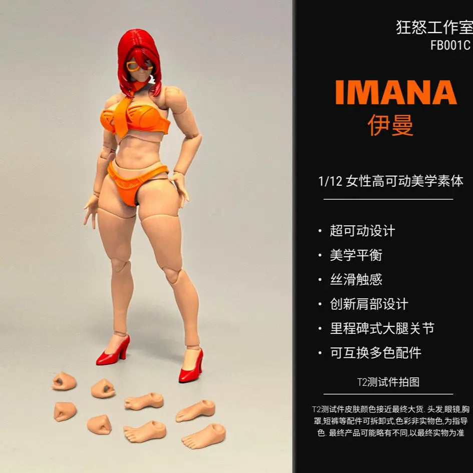 Fury Toys 1/12 Valeria Hana Imana Highly Movable Female Action Figure Aesthetic Body Collection Gift for Toy Lovers