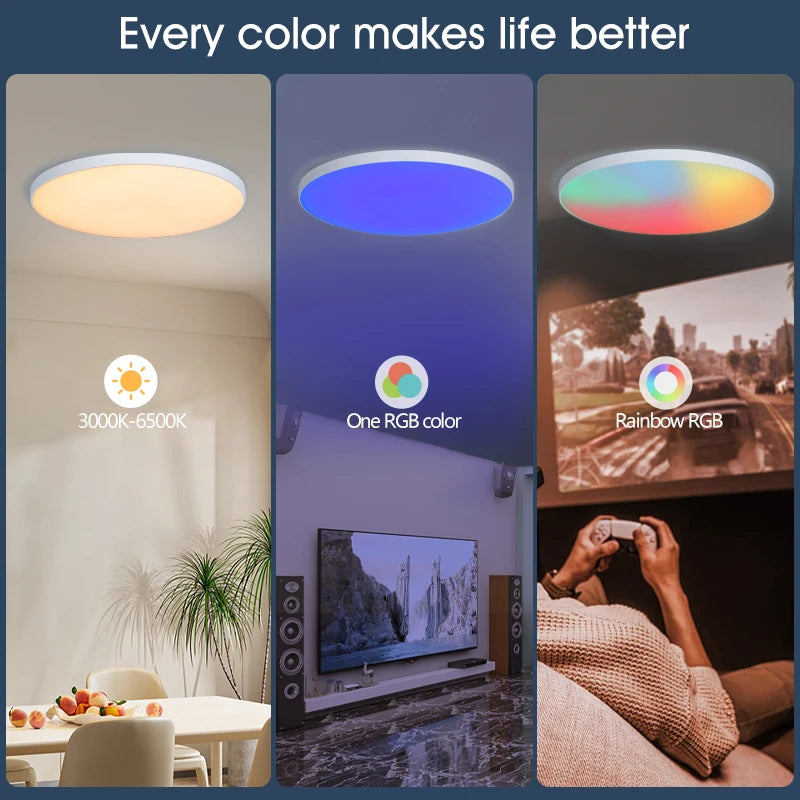 MARPOU RGB Smart Lamp 30W 36W Led Ceiling Light With Tuya APP Dimmable Remote control Ultrathin led lights for room Bedroom