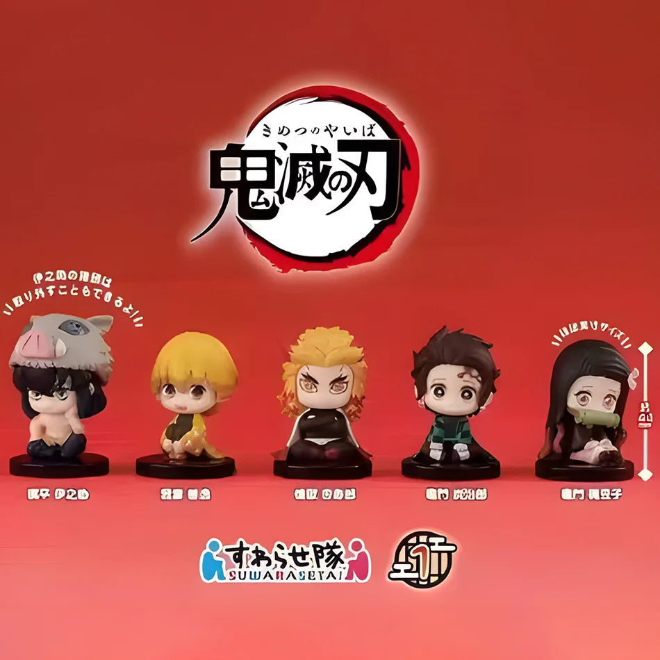 Cute Sitting pose Gashapon Figures Kamado anjirou Agatsuma Tomioka Giyuu Shinobu Kocho Uzui Tengen Collectible Toy