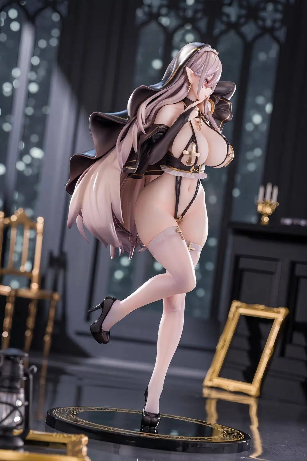 Elf Nun Gk Figure Anime Pretty Girl Pvc Statue Art Ornament Computer Case Decoration Collectible Model Gift For Anime Lovers