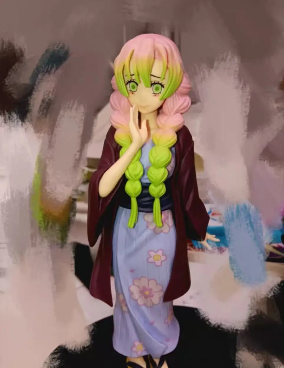 Bandai Action Figures Model Demon Slayer Official Genuine Kanroji Mitsuri Kimono Style Anime Peripheral Model Sculpture