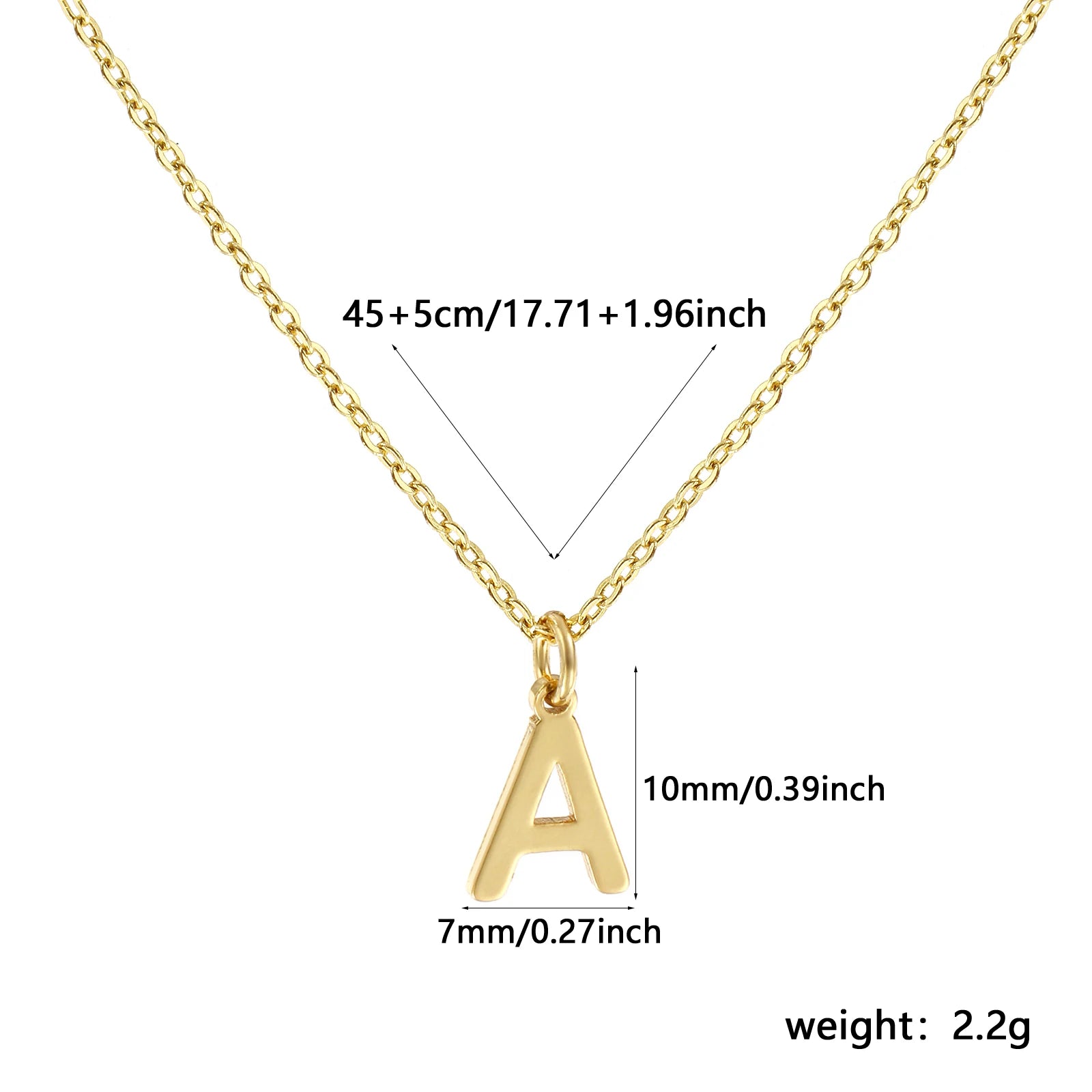 Brass " A-Z " Minimalist Capital Pendant Necklace 18K Real Gold Plated Alphabet Initial Letter Name Jewelry For Women Gift