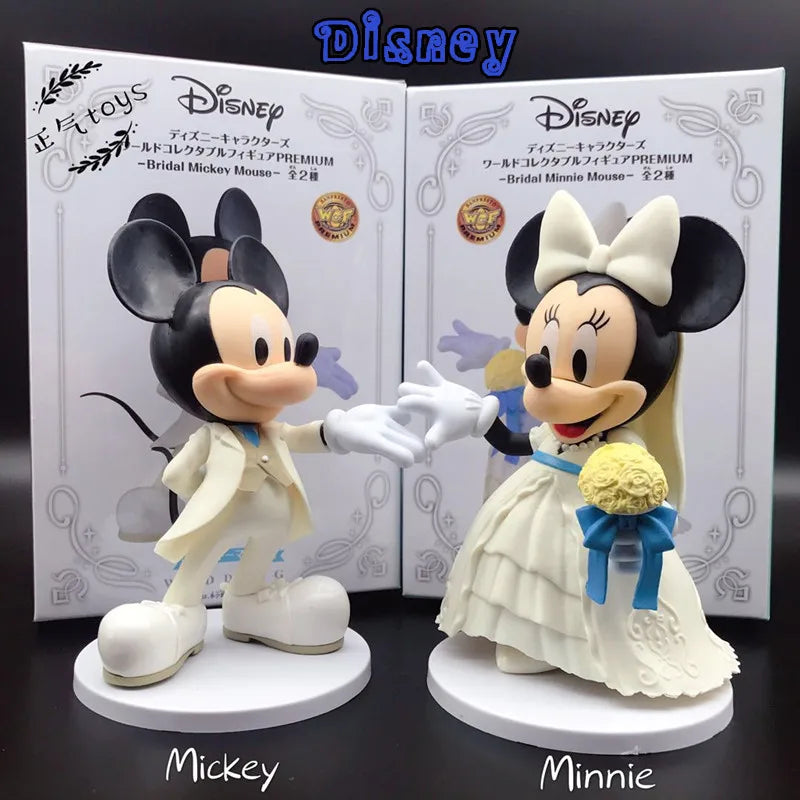 12cm Disney Cartoon Kawaii Cute Minnie Mouse Mickey Mouse Wedding Gifts Decoration Dolls Toy Figures