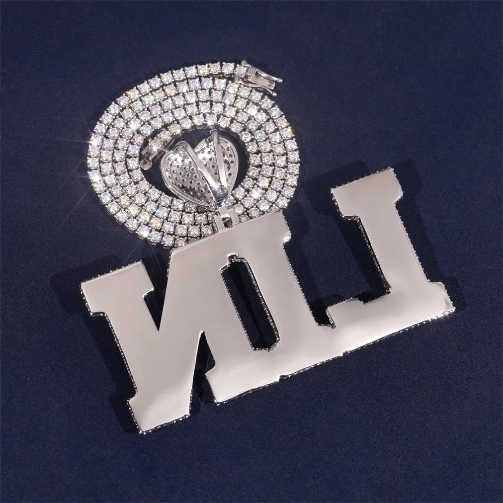 Customized Solid Single letters Love Bail Pendant Zircon Iced Out For Men Women Necklaces Hip Hop Jewelry Copper Free Shipping