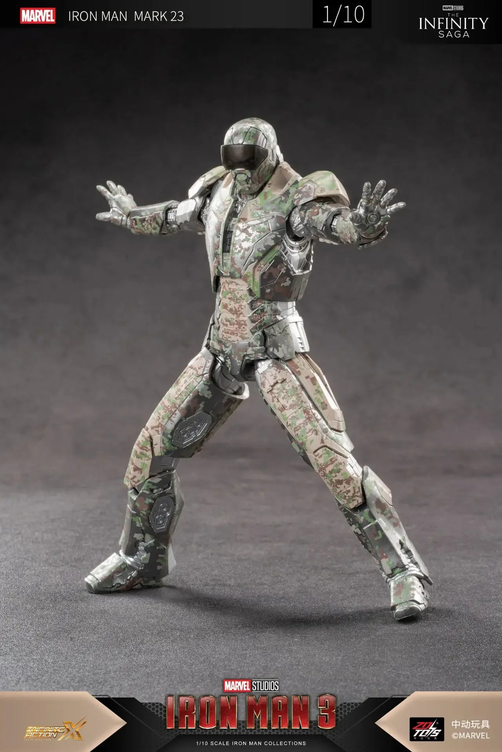 ZD Toys 1:10 Scale Iron Man MK23 Action Figure Set - Highly Detailed Collectible Model, Perfect Gift for Superhero Fans