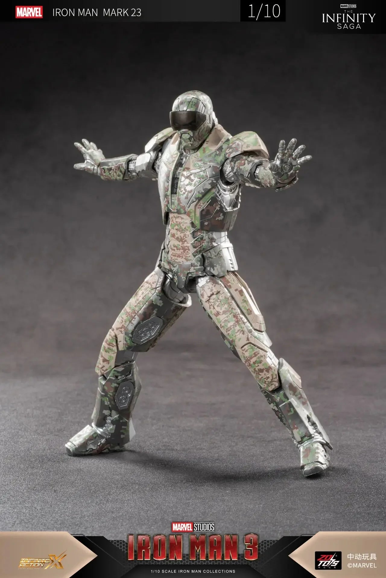ZD Toys 1:10 Scale Iron Man MK23 Action Figure Set - Highly Detailed Collectible Model, Perfect Gift for Superhero Fans