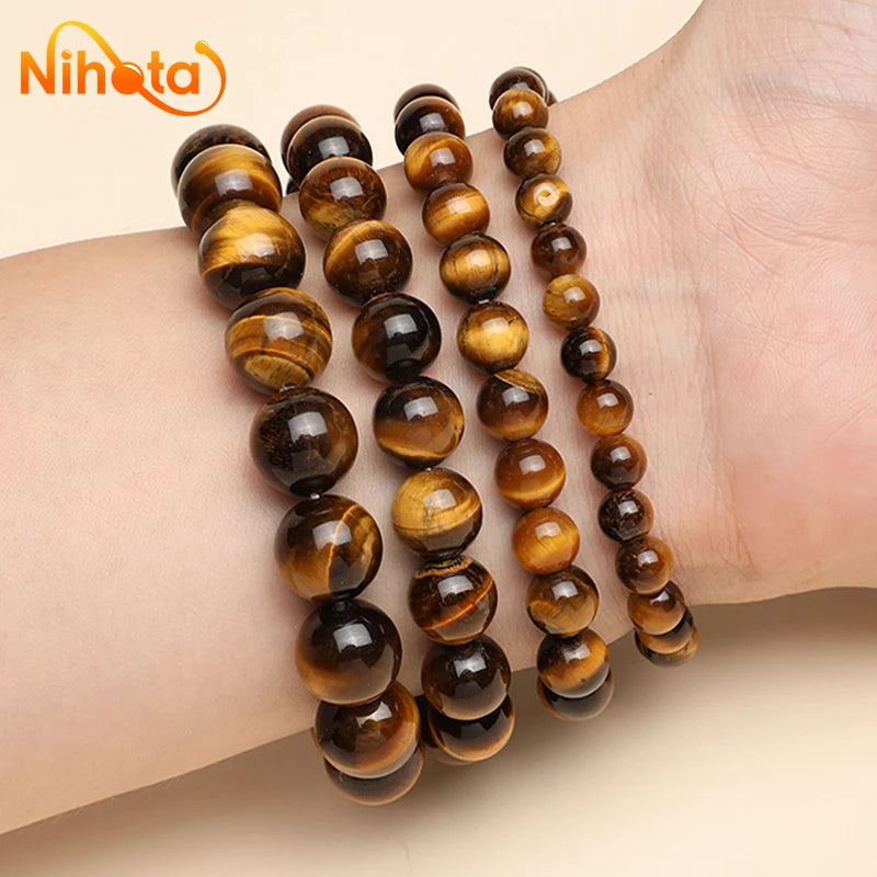 High Quality Yellow Tiger Eye Stone Handmade Round Beads Bracelets Couple Energy Yoga Bracelet Men Women Jewelry 6/8/10/12mm