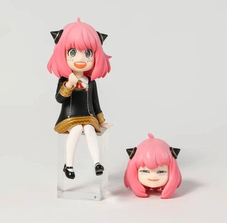 14CM Anime SPY Family Anya Forger Figure Noodle Stopper Figure Replacement Face Model Toy Aciton Figure Doll Collection Desktop
