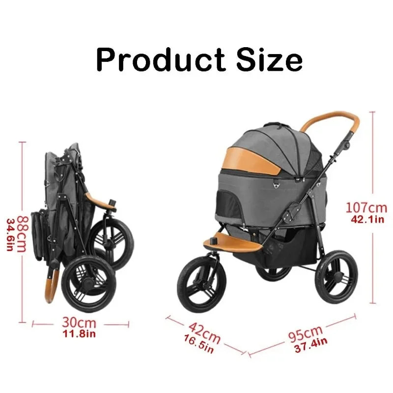 Pet Stroller Pet Stroller Large Dog Stroller Cat Stroller Dog Walking Stroller Pushchair Detachable Travel Carrier Tricycle