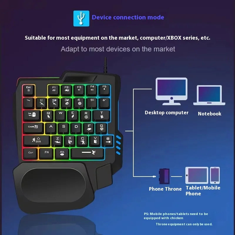 Unsharkable Einhandtastatur mit mechanischem Gefühl Chicken Throne Tastatur- und Maus-Set Handyspiel Peace Elite Peripheriegeräte
