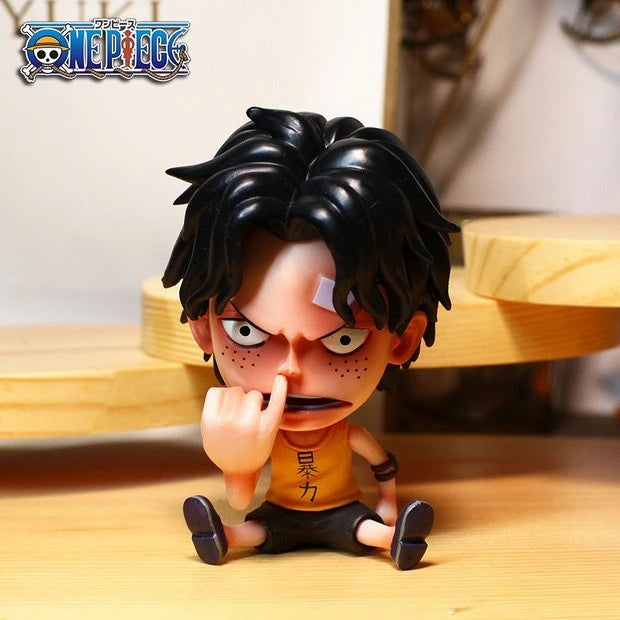 One Piece Chibi Big Head Statues - Luffy Zoro Sanji Nami Boa Hancock - Dashboard Ornaments, PC Case Decor, Collectible Figurines