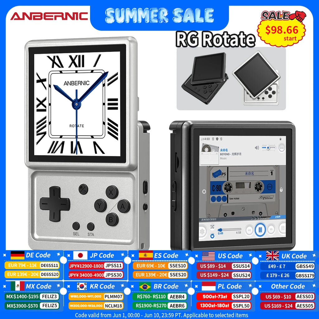 Anbernic RG Rotate Handheld Game Console 3.5" IPS Rotating Screen Android Aluminum Alloy 2000 mAh Retro Portable Games Player AI