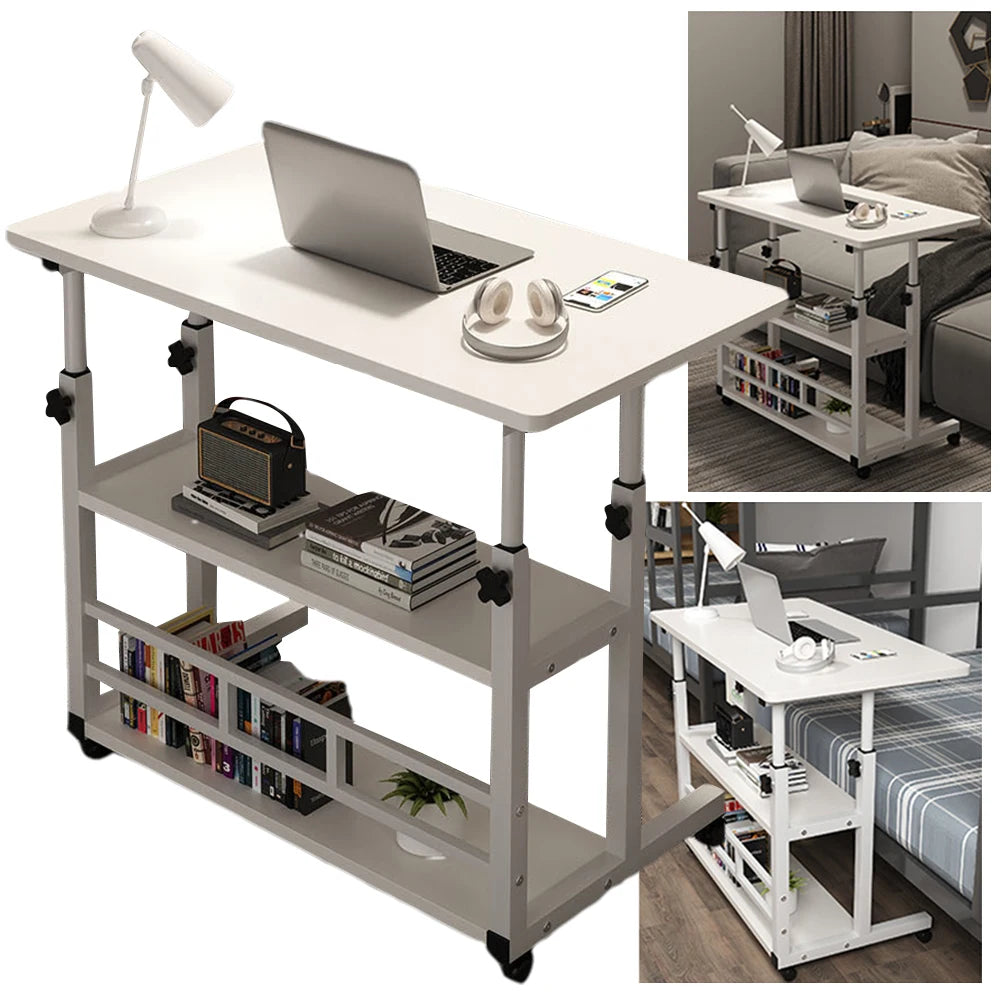 Adjustable Bedside Laptop Desk Multi-Layer Storage Height Adjustable Bedside Table Height Adjustable Laptop Desk for Home Office