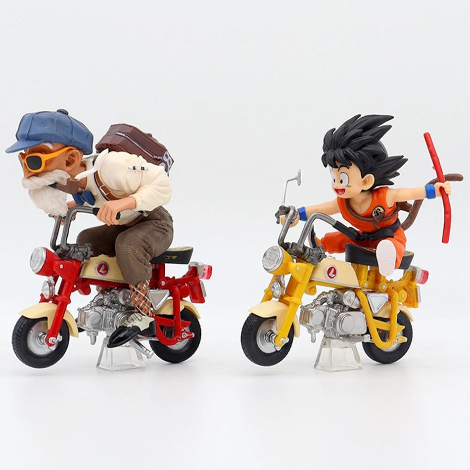 HOT 13cm Dragon Ball Z Anime Figure Son Goku Master Roshi Locomotives PVC Action Kame Sennin Motorcycle Toys for Children gitfs