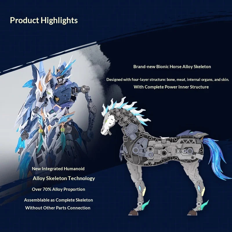 Motor Nuclear Zhao Yun Mecha Model with Mount Alloy Frame Full Action Figure Guochuang Assembly Model Collectible Gift