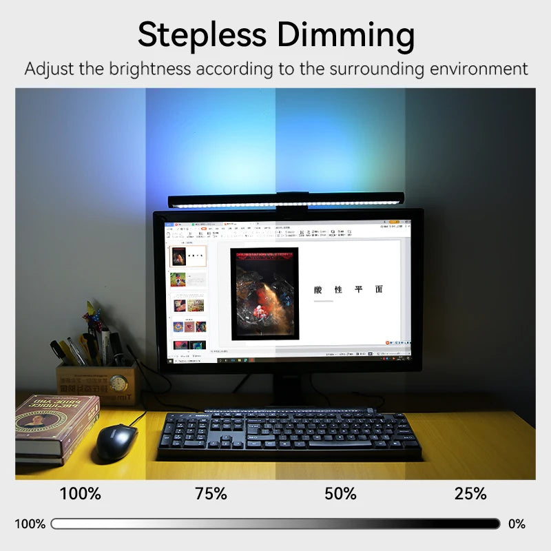 LED Monitor Light Bars Computer Lamps Screen Hanging Light Stepless Dimming PC Monitor Lamp for Gaming Office Study Bedroom
