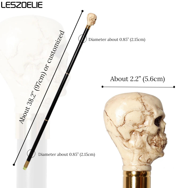 97 cm Totenkopf-Stock für Männer, Harzgriff, deutsche Buche, abnehmbare Holz-Gehstöcke, modische Party-Dekorationsstöcke für Frauen