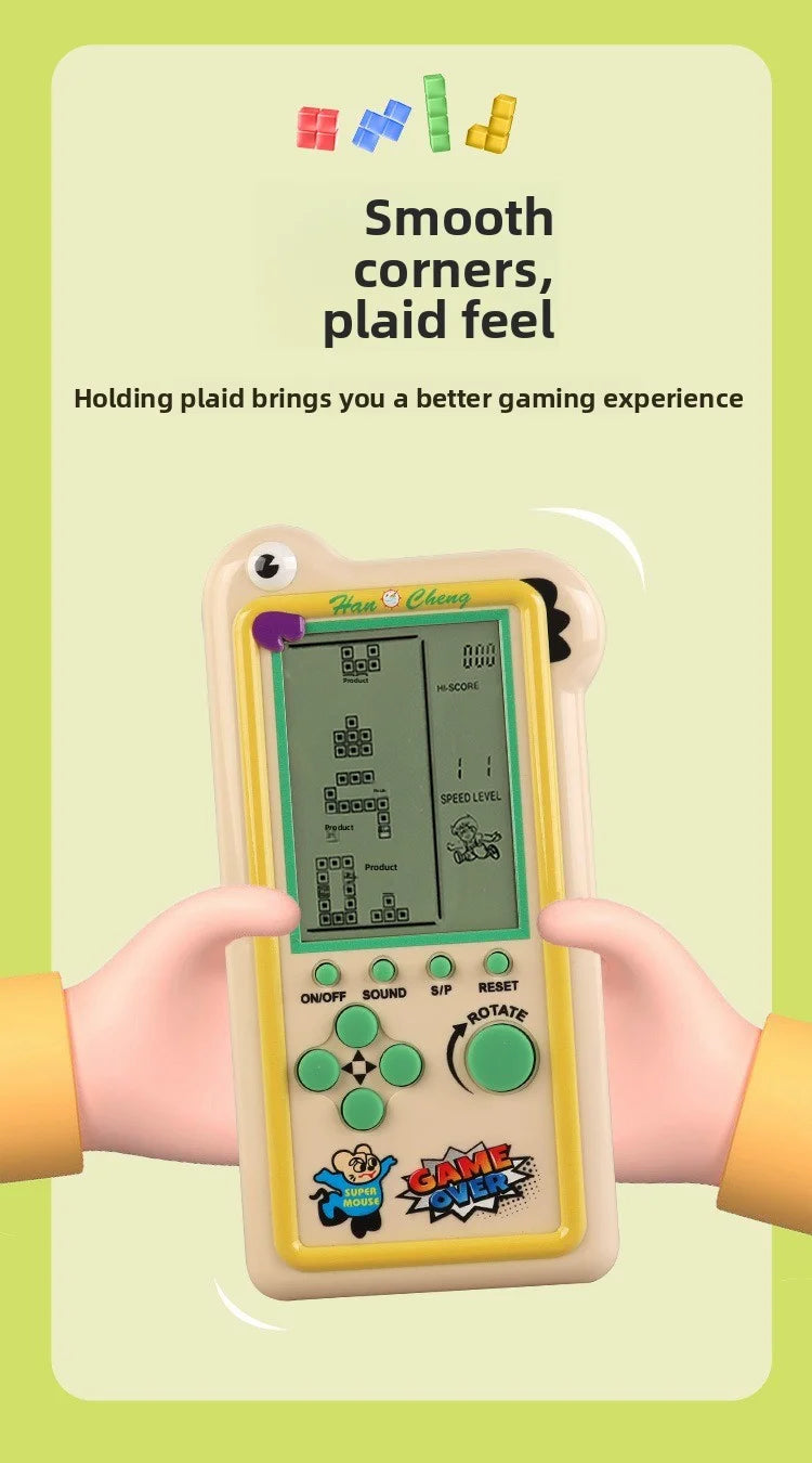 large-screen game console for tetris, retro and nostalgic toy, portable game machine for intelligence training