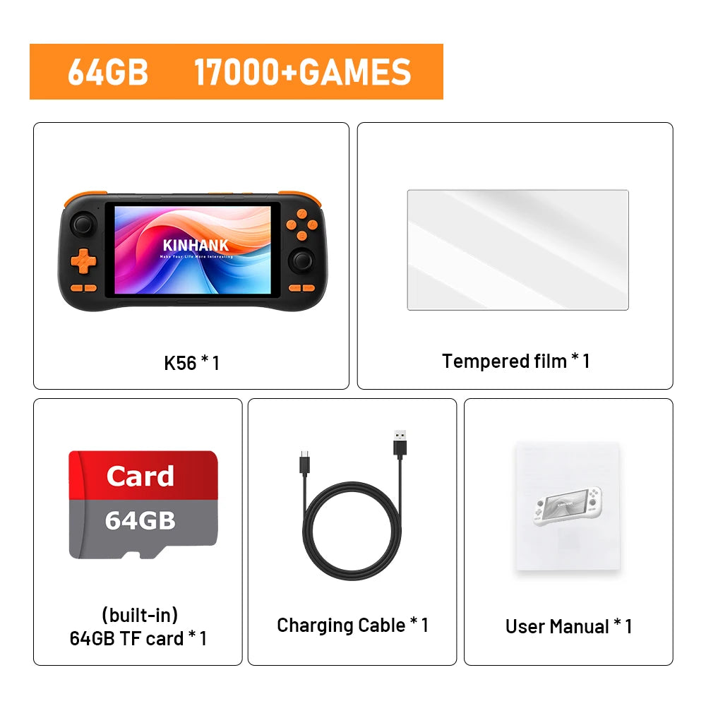 Kinhank K56 Handheld Game Console 5.5''Touch Screen With 50+Emulators Up To 27000+ Retro Games For DC/MAME/SS/Arcade/3DS/PSX/PSP