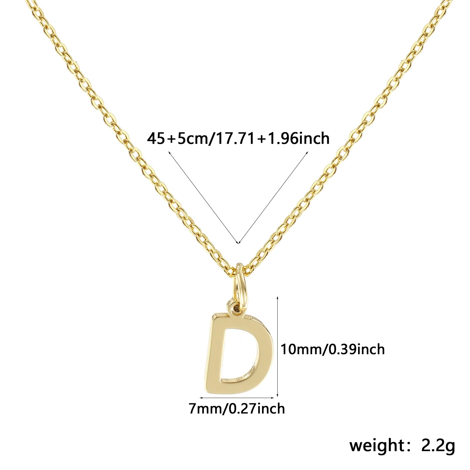 Brass " A-Z " Minimalist Capital Pendant Necklace 18K Real Gold Plated Alphabet Initial Letter Name Jewelry For Women Gift