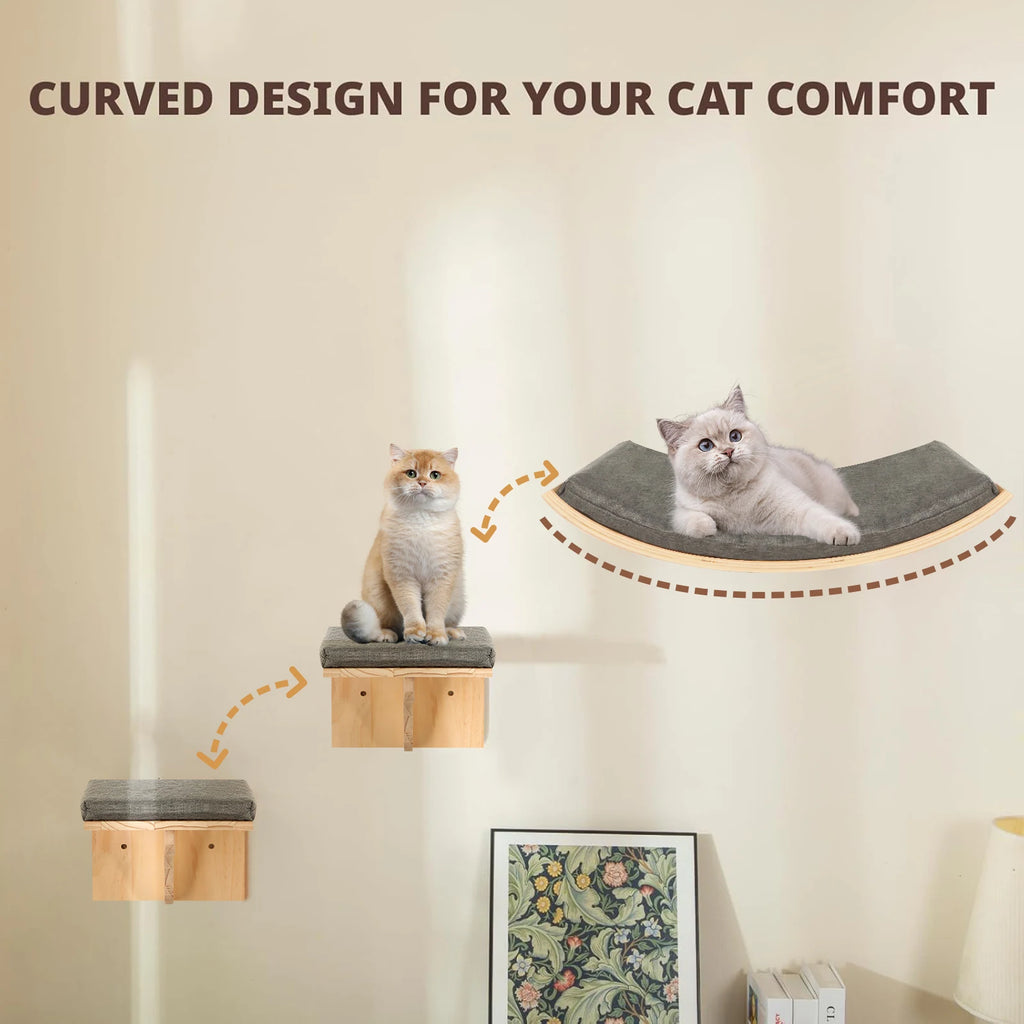 Cat Climbing Shelf Wall Mounted Cat Tree Tower Scratcher Hammock Sisal Stairs House Pet Furniture Cats Accessories Exercise Toy