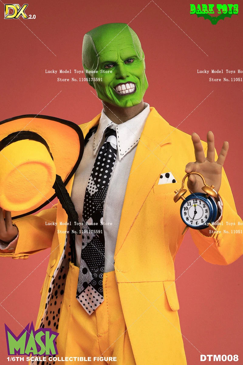 DARK TOYS DTM008 1/6 Green Head The Mask Jim Carrey Action Figure Collection Yellow Tuxedo Suit Cloth 12" Full Set Male Soldier