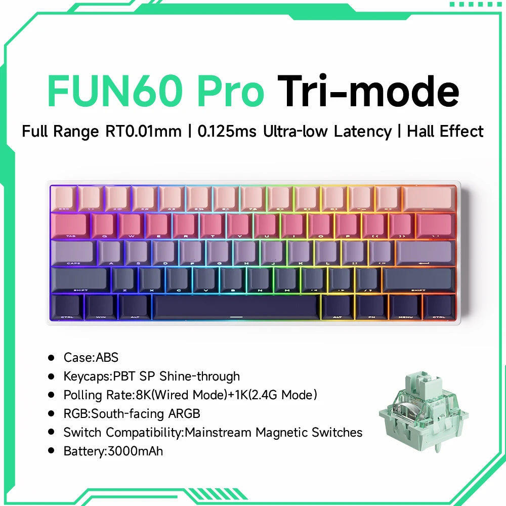 Akko MonsGeek FUN60 Mechanische Tastatur Magnetische Schalter 60% Gaming Tastaturen Schnelle Trigger 0,01mm 8K ARGB HE/TMR Custom Tastatur