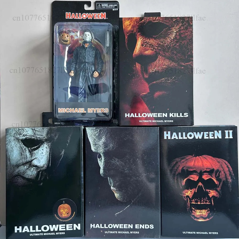 NECA Michael Myers Figur mit LED-Kürbis Halloween II Kills Ends Michael Myers Ultimate Actionfigur Modellspielzeug Gelenk beweglich