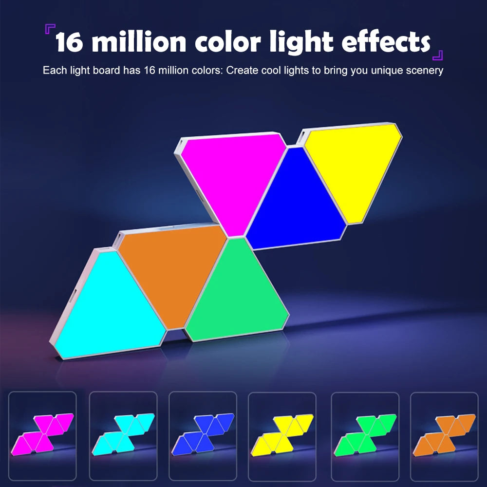 LED Smart WiFi Triangle Wall Light RGB Indoor Atmosphere Night Light APP Music Synchronization Game Room TV Bedroom Decoration