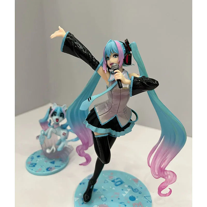 2pcs/set 20CM 2024 New Anime Hatsune Miku Cute Kawaii Manga Statue PVC Figure Collectible ornament Model Toys doll gifts