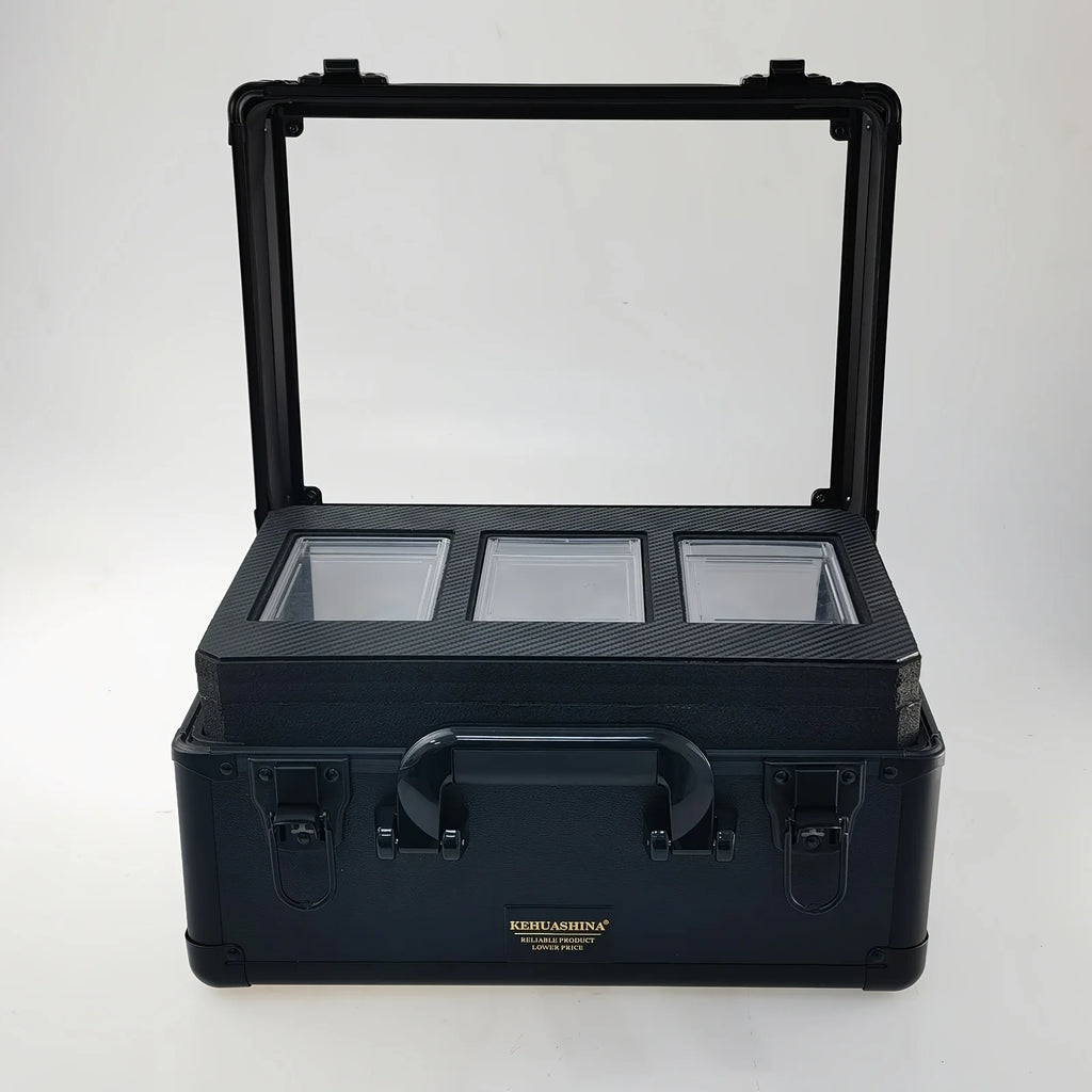 3-Row Card Storage Box Case with Transparent Cover for PSA Graded Slabs - Sports Card Holder Organizer for Trading Cards