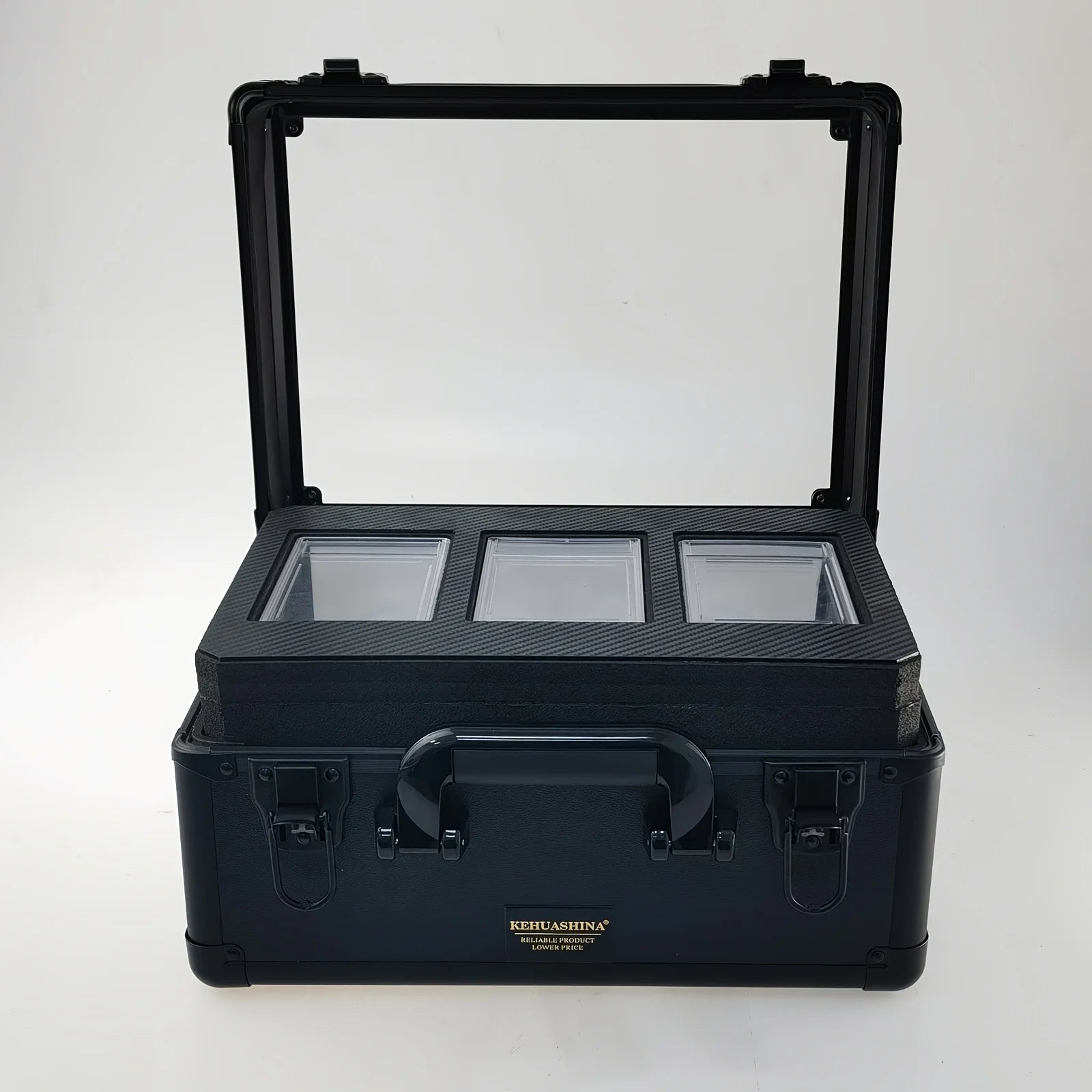 3-Row Card Storage Box Case with Transparent Cover for PSA Graded Slabs - Sports Card Holder Organizer for Trading Cards