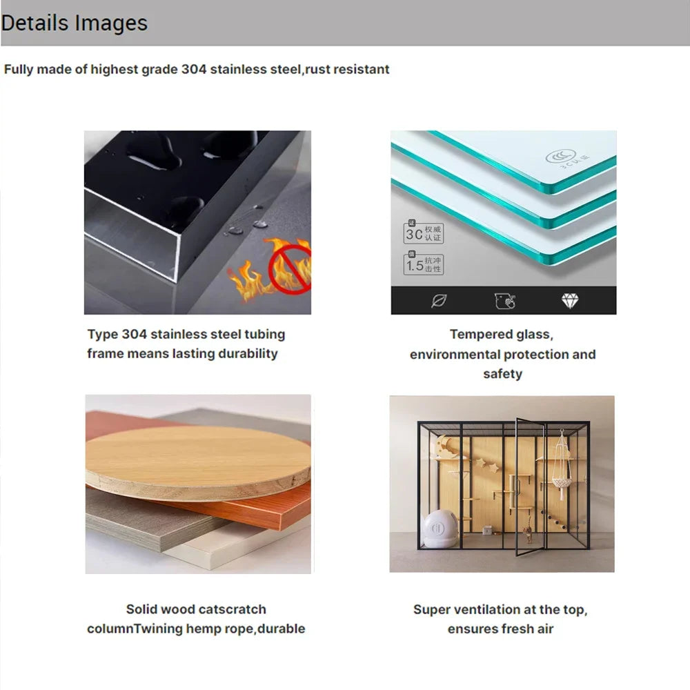 Fabrikpreis Luxus-Katzenkratzbaum-Holznestbett Haustier-Katzenkäfige Schaufenster-Katzenvilla-Haus Großer Innenkäfig