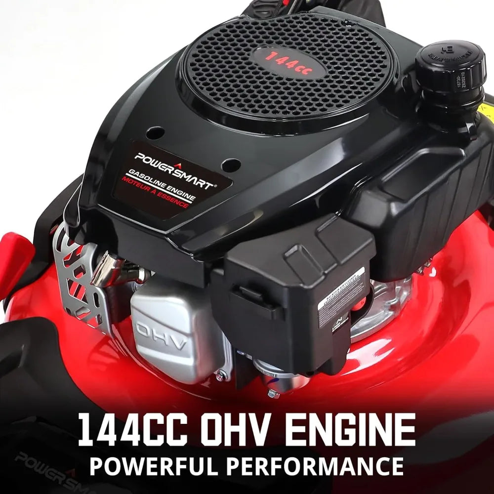 Rasenmäher mit Benzinmotor, 21 Zoll 144ccm Motor, 3-in-1-Rasenmäher zum Hinterherfahren, Öl im Lieferumfang enthalten