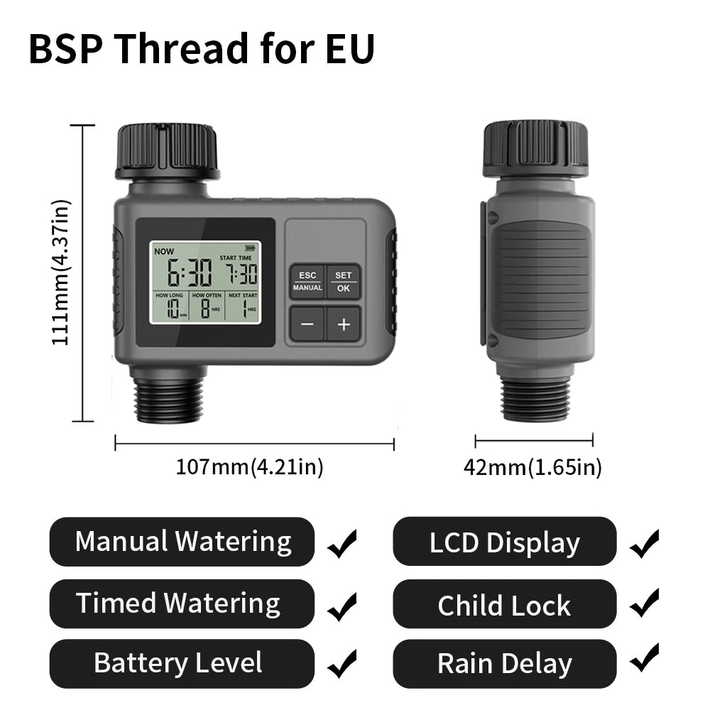 TNCE 1/2-Wege-Sprinkler-Timer, programmierbares Gartenbewässerungssystem, Bewässerungssteuerung für Rasenhof-Tropfsysteme, IPX5